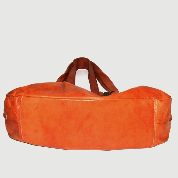 AVORIO - VERA PELLE - Orange Leather Shoulder Satchel - Made in Italy - Picture 13 of 13